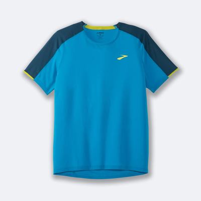 Men's Brooks Atmosphere Short Sleeve T-Shirts Blue/Deep Green | USA85629