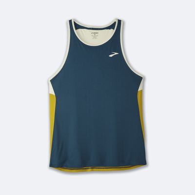 Men's Brooks Atmosphere Singlet Tanks Indigo/Orange | USA57604