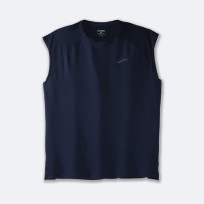 Men's Brooks Atmosphere Sleeveless 2.0 T-Shirts Navy | USA23094