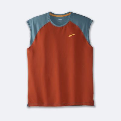 Men's Brooks Atmosphere Sleeveless 2.0 T-Shirts Red/Blue | USA98047