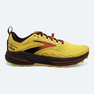 Men's Brooks Cascadia 16 Trail Running Shoes Yellow/Black | USA60214