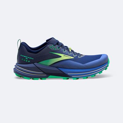 Men's Brooks Cascadia 16 Trail Running Shoes Blue/Green | USA92867