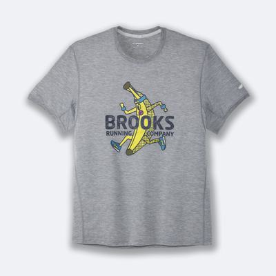 Men's Brooks Distance Graphic Short Sleeve T-Shirts Grey | USA10486