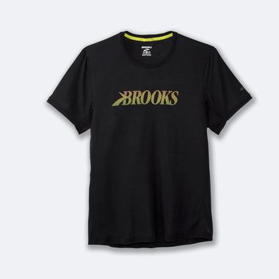 Men's Brooks Distance Graphic Short Sleeve T-Shirts Black | USA28730