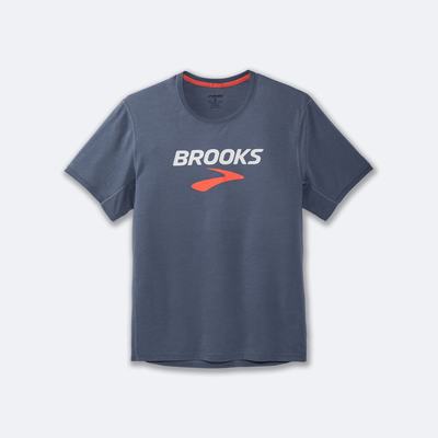 Men's Brooks Distance Graphic Short Sleeve T-Shirts Grey | USA31829