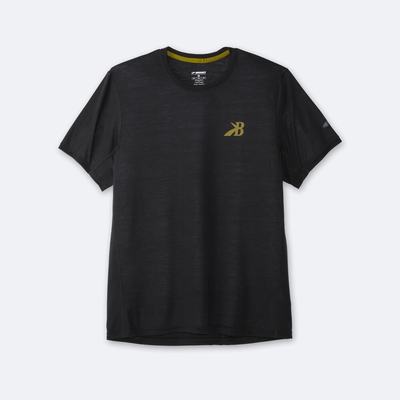 Men's Brooks Distance Graphic Short Sleeve T-Shirts Black/Gold | USA92704