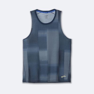 Men's Brooks Distance Graphic Tanks Indigo | USA36529