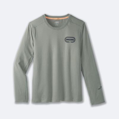 Men's Brooks Distance Long Sleeve 2.0 T-Shirts Green | USA78130