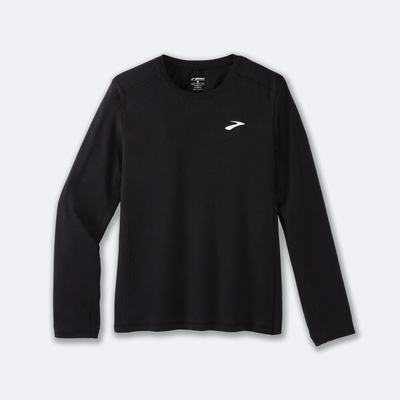 Men's Brooks Distance Long Sleeve 2.0 T-Shirts Black | USA87956