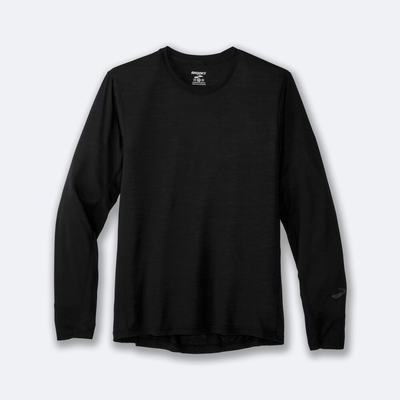 Men's Brooks Distance Long Sleeve T-Shirts Black | USA90486