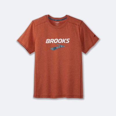 Men's Brooks Distance Short Sleeve 2.0 T-Shirts Red | USA46058