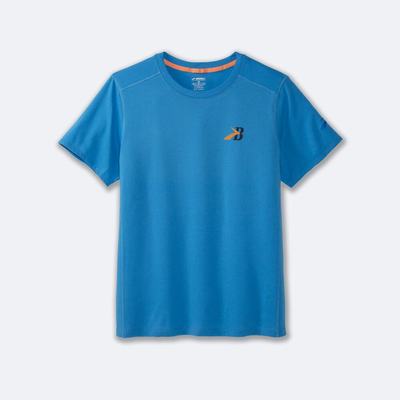 Men's Brooks Distance Short Sleeve 2.0 T-Shirts Blue | USA56709