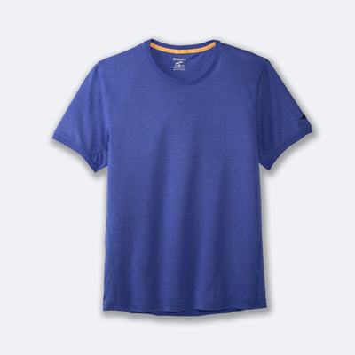 Men's Brooks Distance Short Sleeve T-Shirts Blue | USA12879