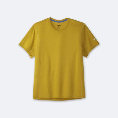 Men's Brooks Distance Short Sleeve T-Shirts Gold | USA53897