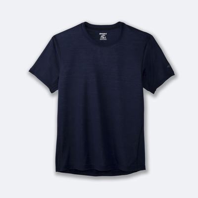 Men's Brooks Distance Short Sleeve T-Shirts Navy | USA68729