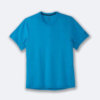 Men's Brooks Distance Short Sleeve T-Shirts Blue | USA97416