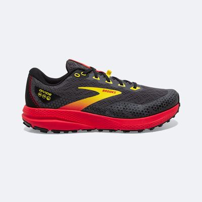 Men's Brooks Divide 3 Trail Running Shoes Black/Red/Yellow | USA94506