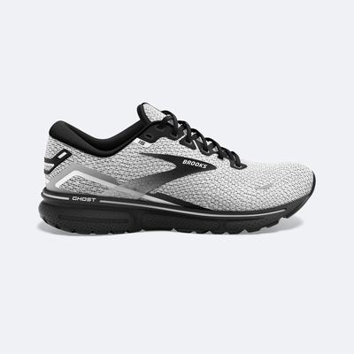 Men's Brooks Ghost 15 Road Running Shoes White/Black | USA08714