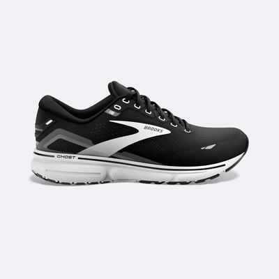 Men's Brooks Ghost 15 Road Running Shoes Black/White | USA15843