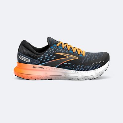 Men's Brooks Glycerin 20 Road Running Shoes Black/Blue/Orange | USA87925