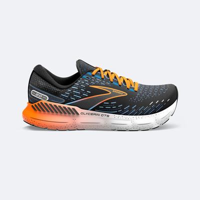 Men's Brooks Glycerin GTS 20 Road Running Shoes Black/Blue/Orange | USA70834