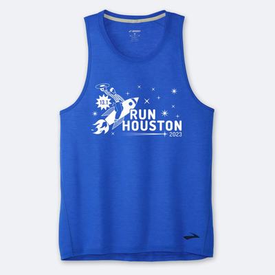 Men's Brooks Houston23 Distance Tank 2.0 Tanks Blue | USA71062