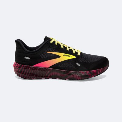 Men's Brooks Launch 9 Road Running Shoes Black/Pink/Yellow | USA97063