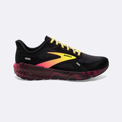 Men's Brooks Launch GTS 9 Road Running Shoes Black/Pink/Yellow | USA39610