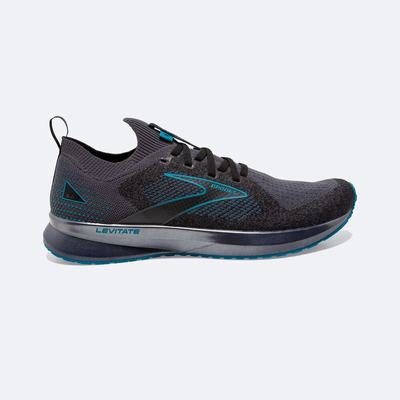 Men's Brooks Levitate StealthFit 5 Road Running Shoes Black/Turquoise | USA90746