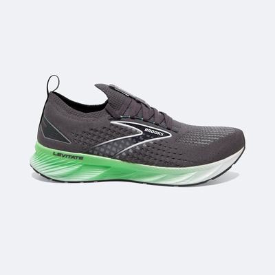 Men's Brooks Levitate StealthFit 6 Road Running Shoes Black/Green/White | USA91650