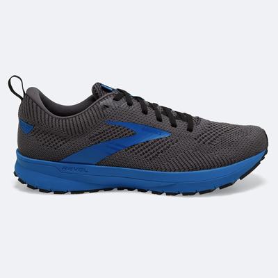 Men's Brooks Revel 5 Road Running Shoes Black/Grey/Blue | USA83591