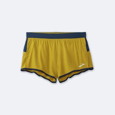 Men's Brooks Sherpa 3" Split Running Shorts Gold/Indigo | USA42107