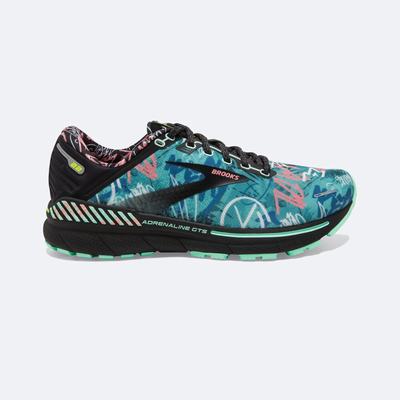 Women's Brooks Adrenaline GTS 22 Road Running Shoes Black/Green/Pink | USA95680