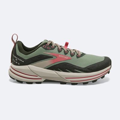 Women's Brooks Cascadia 16 Trail Running Shoes Green/Coral | USA02319