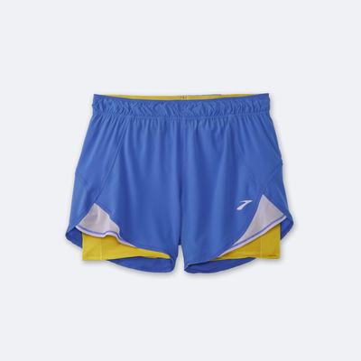 Women's Brooks Chaser 5" 2-in-1 Running Shorts Blue/Gold | USA20481