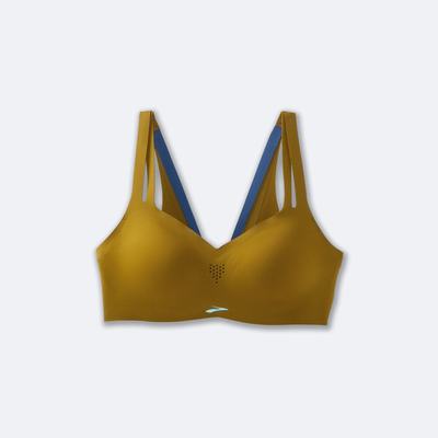 Women's Brooks Dare Strappy Run Bra Sports Bras Olive/Blue Grey | USA05874