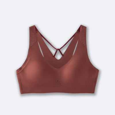 Women's Brooks Dare V Neck Run Bra Sports Bras Terracotta/Pink | USA63542