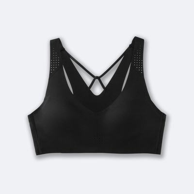 Women's Brooks Dare V Neck Run Bra Sports Bras Black | USA94751