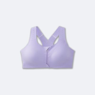 Women's Brooks Dare Zip Run Bra 2.0 Sports Bras Purple Grey | USA19340