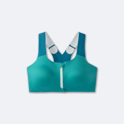 Women's Brooks Dare Zip Run Bra 2.0 Sports Bras Green/Light Mint | USA26041