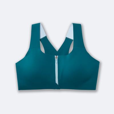 Women's Brooks Dare Zip Run Bra Sports Bras Blue | USA56049