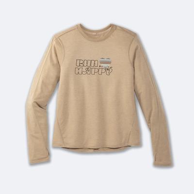 Women's Brooks Distance Graphic Long Sleeve T-Shirts Beige | USA17805