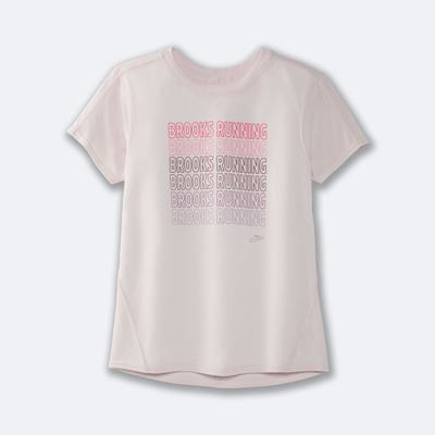 Women's Brooks Distance Graphic Short Sleeve T-Shirts Rose | USA14269