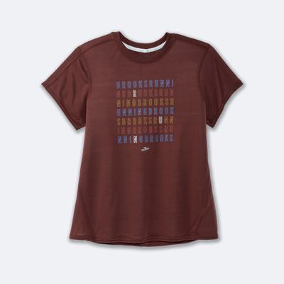 Women's Brooks Distance Graphic Short Sleeve T-Shirts Chocolate | USA21347