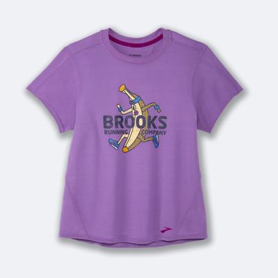 Women's Brooks Distance Graphic Short Sleeve T-Shirts Purple | USA69103