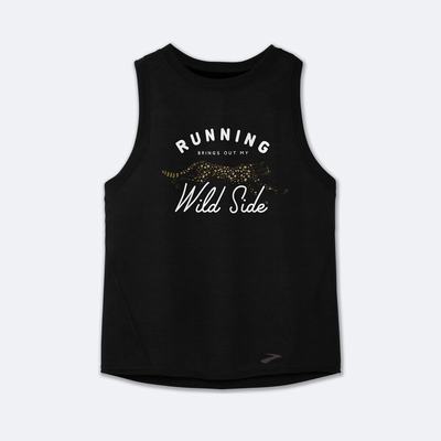 Women's Brooks Distance Graphic Tanks Black | USA68352