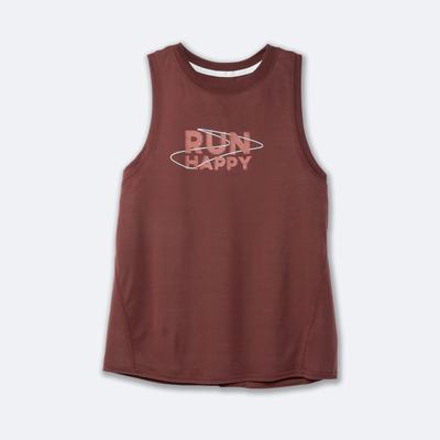 Women's Brooks Distance Graphic Tanks Chocolate | USA85406