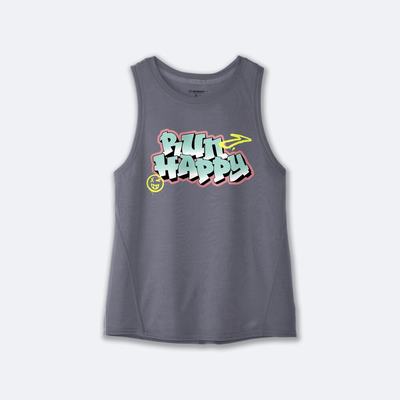 Women's Brooks Distance Graphic Tanks Grey | USA46102