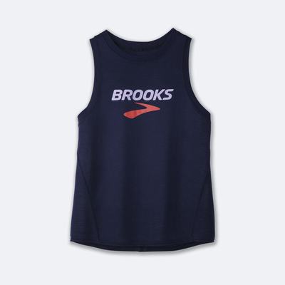 Women's Brooks Distance Graphic Tanks Navy | USA58240