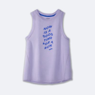 Women's Brooks Distance Graphic Tanks Purple Grey | USA91538